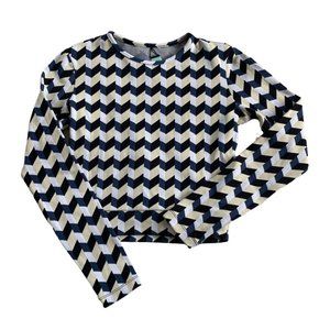 Seea Palomar Crop Top Long Sleeve Swim Rashguard Chevron Small